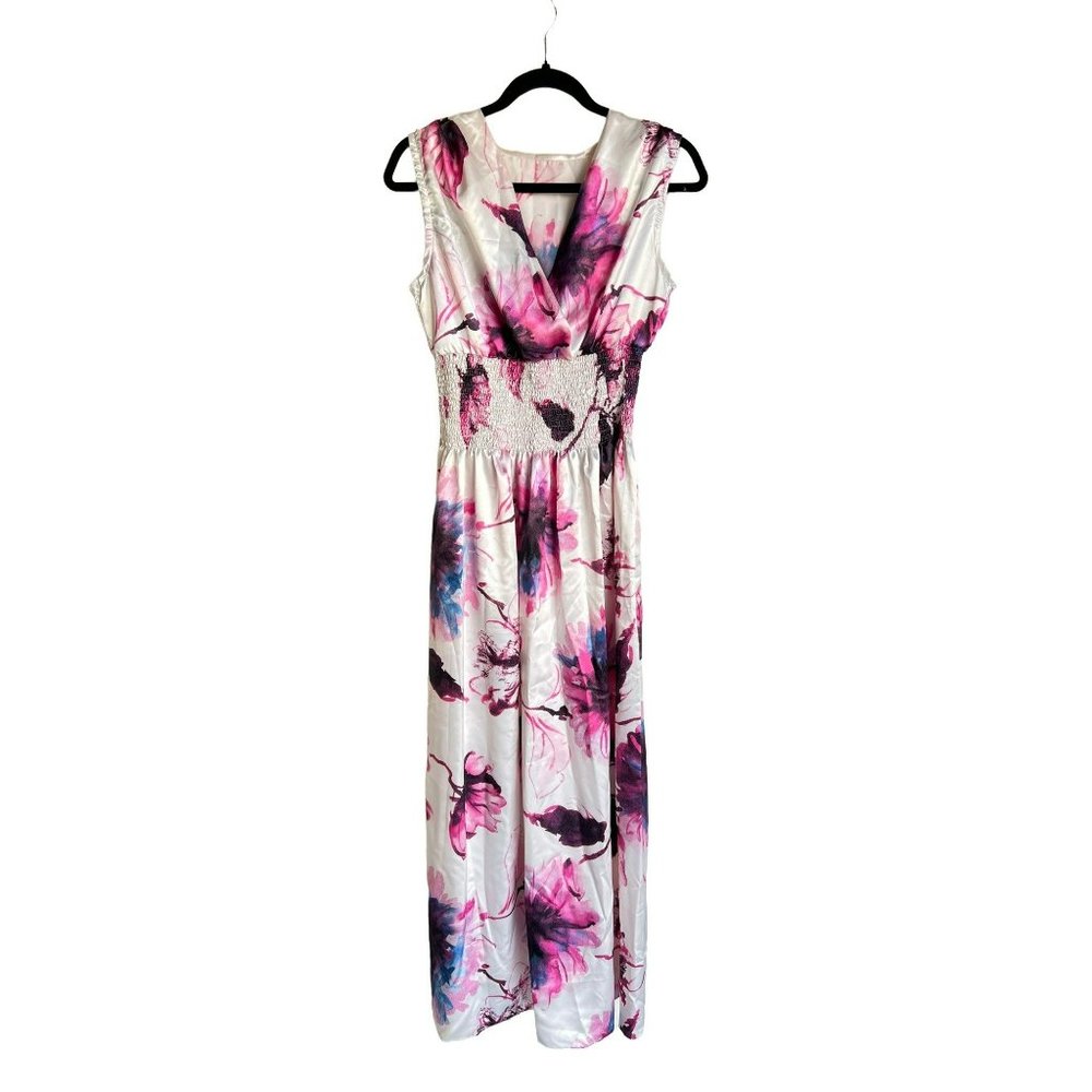 Colombian Maxi floral Dress Medium Pink